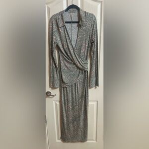 NWOT Free People Shayla Floral Long Sleeve Wrap Dress Mint. Size‎ Large.
